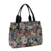Casual Floral Print Women's Tote Bag Thickened Canvas Lunch Bag Zipper Large Capacity Jacquard Handbag