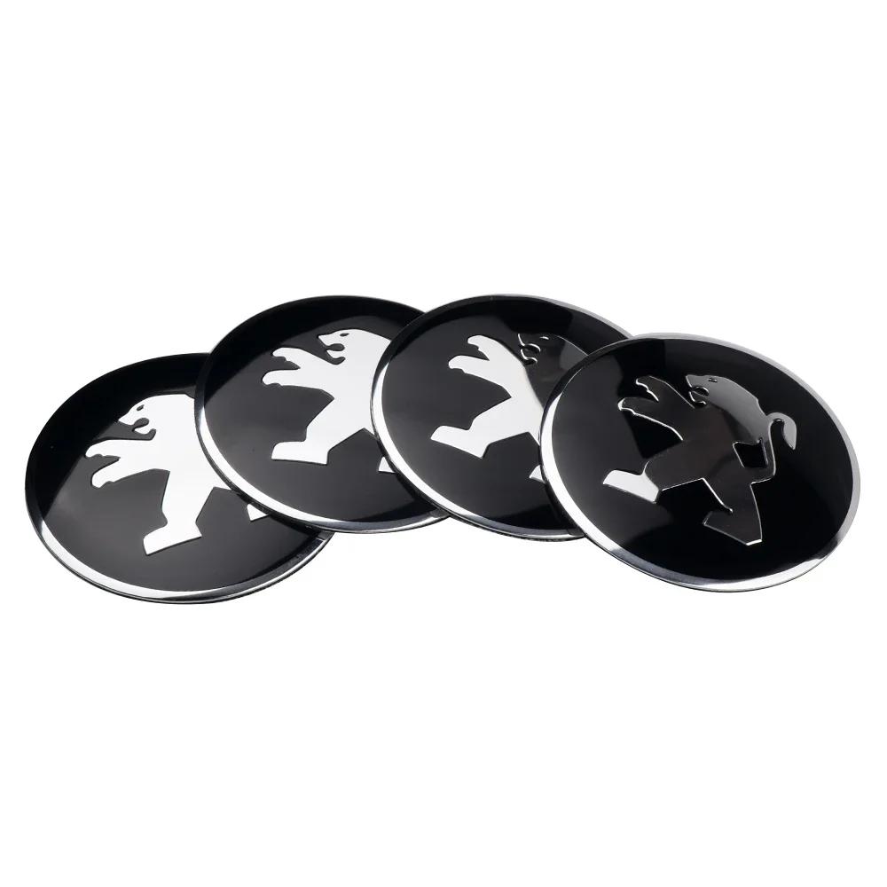 

2026 Hot Car Sticker 4pcs Metal Car Wheel Hub Cap Sticker Decals For Peugeot 206 207 208 306 307 308 406 407 408 508 106 107 108 56MM