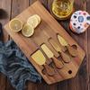 4-Piece Acacia Wood Cheese Board & Stainless Steel Knife Set