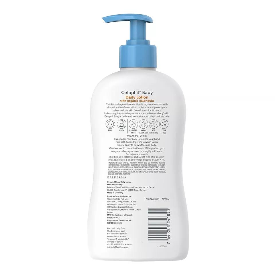 Cetaphil Baby Daily Lotion, Moisturiser with Organic Calendula, 400ml