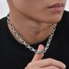 Chunky Embossed Chain Necklaces for Men Boys,Never Fade Stainless Steel Rectangle Chain Collar,Rock Punk Jewelry Gifts
