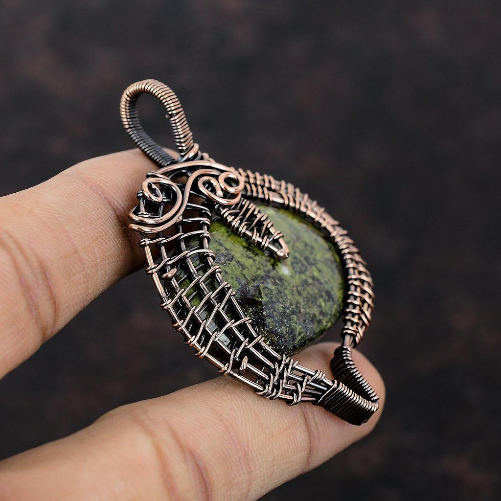 Dragon Bloodstone Gemstone Pendant Copper Wire Wrapped Pendant Handmade Pendant Copper Wire Wrap Jewelry Latest Design Pendant Gift For Mom