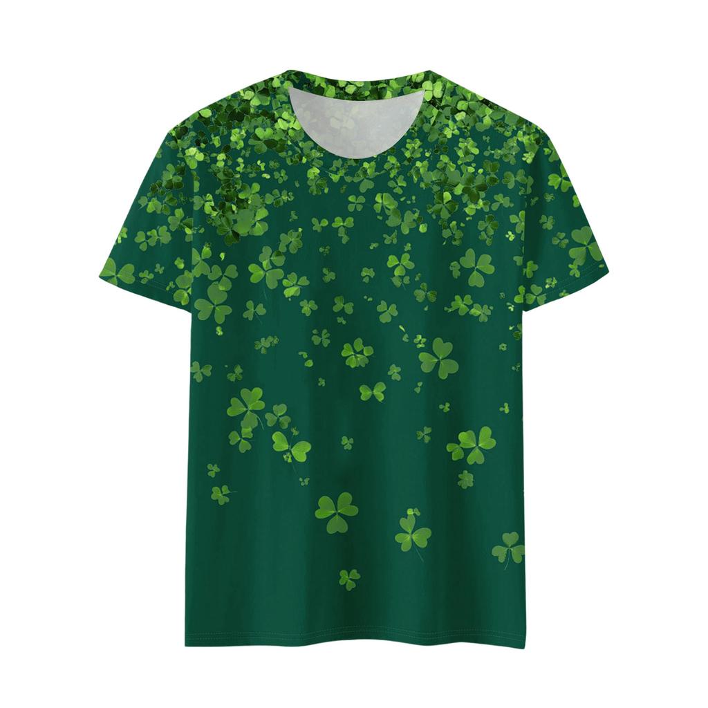 Damen T-Shirt Tee Print Kurzarm Täglich Wochenende Mode Basic Regulär Oberteil St. Patrick's Day