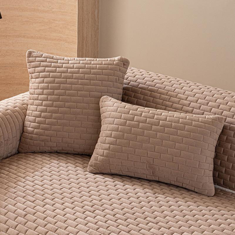 New High-End Simple Plush Sofa Cover Autumn Winter Heat Retention Warm Non-Slip Fixed Cushion Sofa Cover Cat-Scratch Resistant