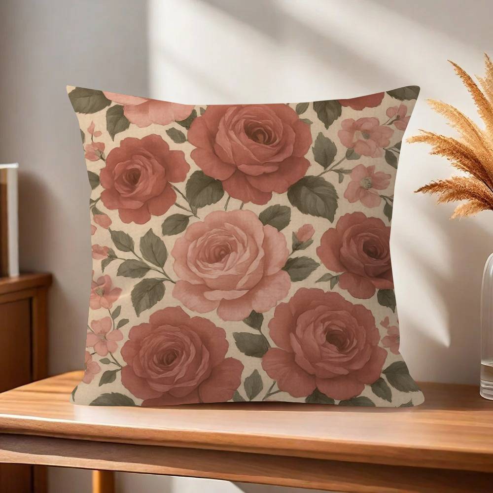 Vintage Floral Art Flower  Pillowcases Home Bedding Decorative Pillow Cover Wedding Super Soft Pillow Case