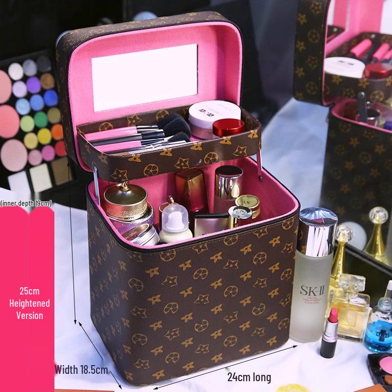 Große Kosmetiktasche für Damen mit Spiegel - 2025 Neues High-End Kosmetik-Aufbewahrungsetui