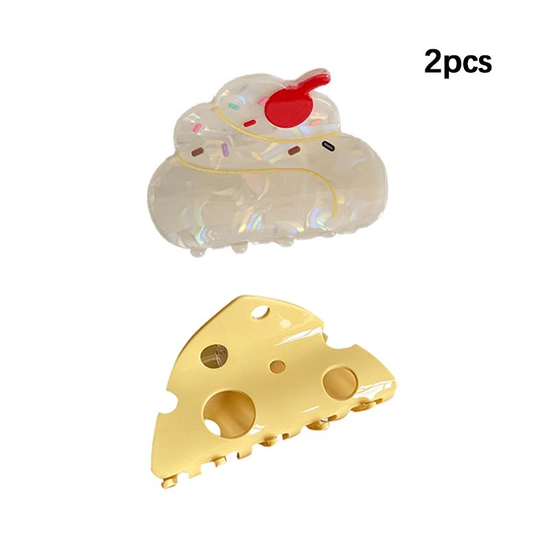 Fashion Cute Fun Creative Design Cream Cake Yellow Cheese Hair Clip Ponytail Claw Clip Women Girls Hair Accessories Gifts