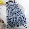Lente Zomer Hoge Taille All-match Borduren Mesh Rok Temperament Middellange lange rokken voor dames Slank