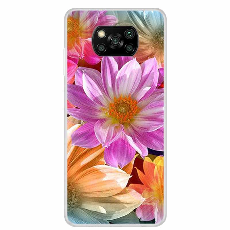 Flower Phone Case For Xiaomi Poco X6 Pro Cases Poco M6 Pro 4G F6 F5 F3 X6 X5 X3 Transparent Clear Soft Bumper Cover Bumper Funda