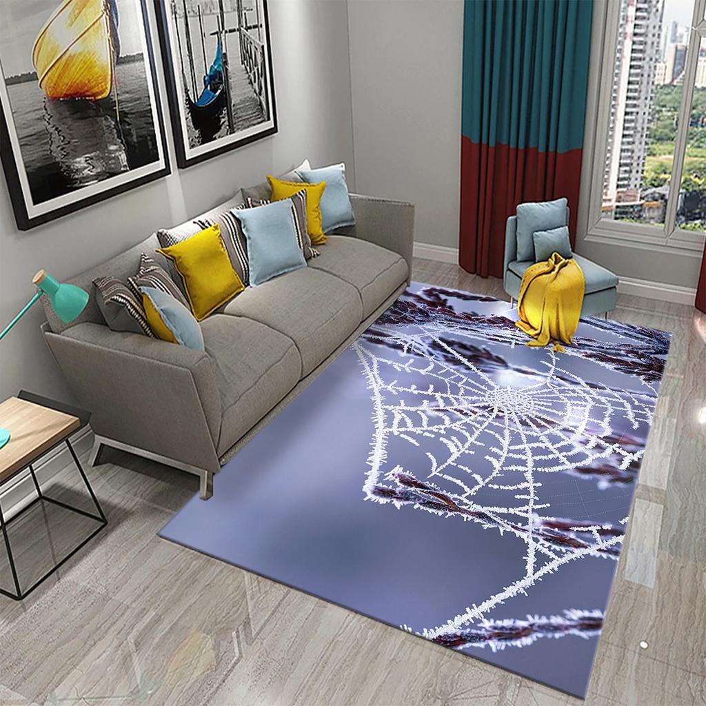 Halloween Horror Spider Web Carpet Teens Bedroom Living Room Large Decor Carpet Kitchen Bathroom Anti-Slip Door Mat Floor Mats