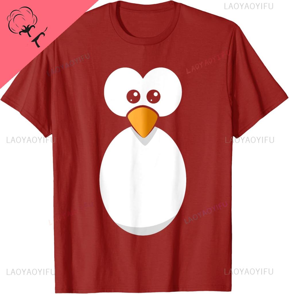 Funny Penguin Face Design or Easy Costume Black Penguin TShirt Unisex Summer Streetwear Tops Harajuku Cotton Camisas