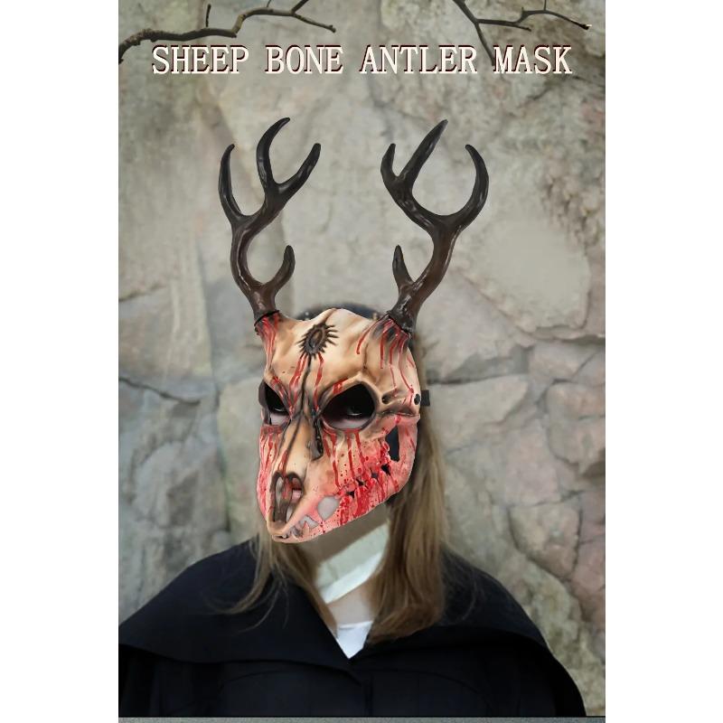 Dämon Wendigo Elch Maske Kopfschmuck Cosplay Gothic Tier Geweih Horn Blutige Knochen Masken Halloween Karnevalsparty Kostüm Requisiten
