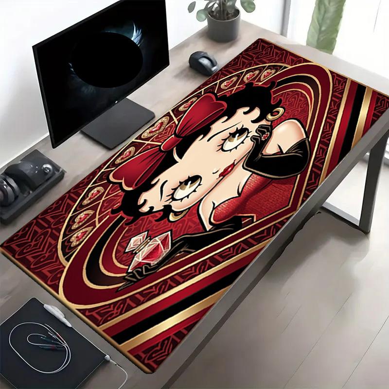 Betty Boop Print Mouse Pad, Anti‑Slip Desktop Keyboard Mat, for PC Laptop Gaming Working Daily Use, Cool Festival Surprise Gift