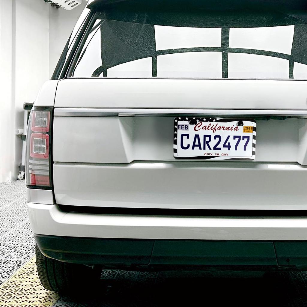 2PCS Premium American Flag License Plate Frame, Black License Plate Frames, 2 Holes Solid Stainless Steel License Plate Holder, Universal Car License