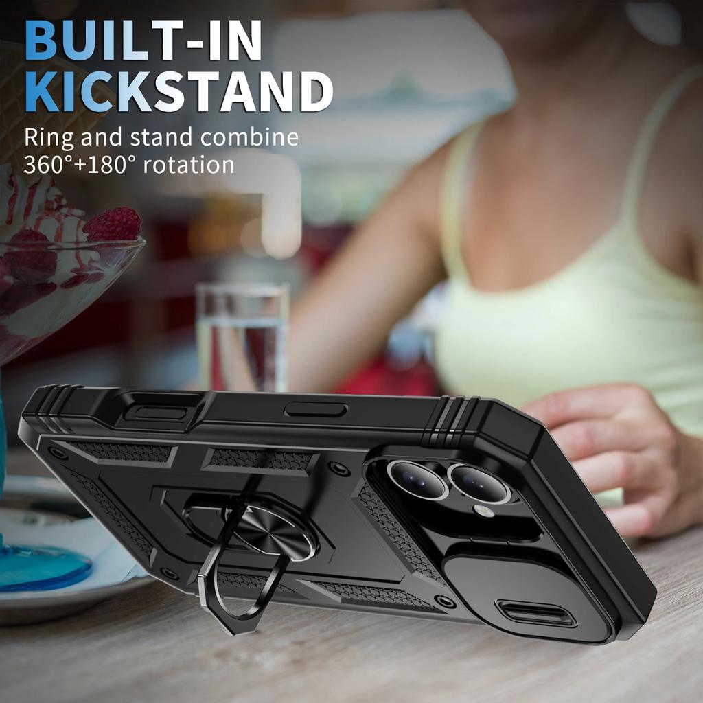 For Iphone17 Slide Lens Protection Kickstand Ring Case for Iphone 17 Pro Max 17 Air Iphone17 16 Plus Pro 16e IphoneCovers