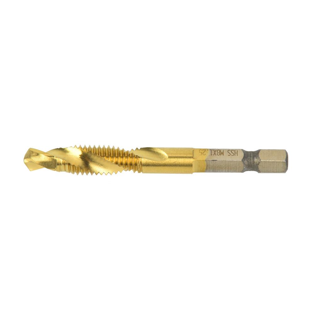HSS 6.35mm Hex Shank Tap Drill Bit Through Hole Inner Chip Removal Tap Drill 15mm(M8)