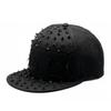 Unisex Punk Style Baseball Cap With Spiked Rivet Embroidery Patch Flat Brim Hip Hop Streetwear Hat