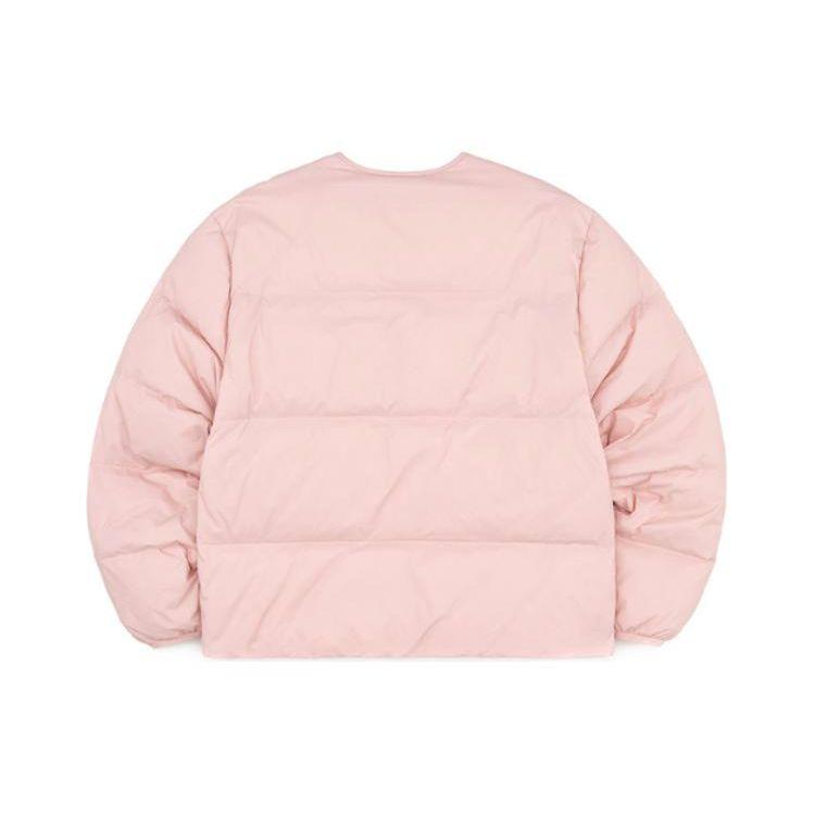 Korean Style Solid Color Logo Round Neck Zipper Long Sleeve Jacket Unisex jackets Pink LE2304DP10PI