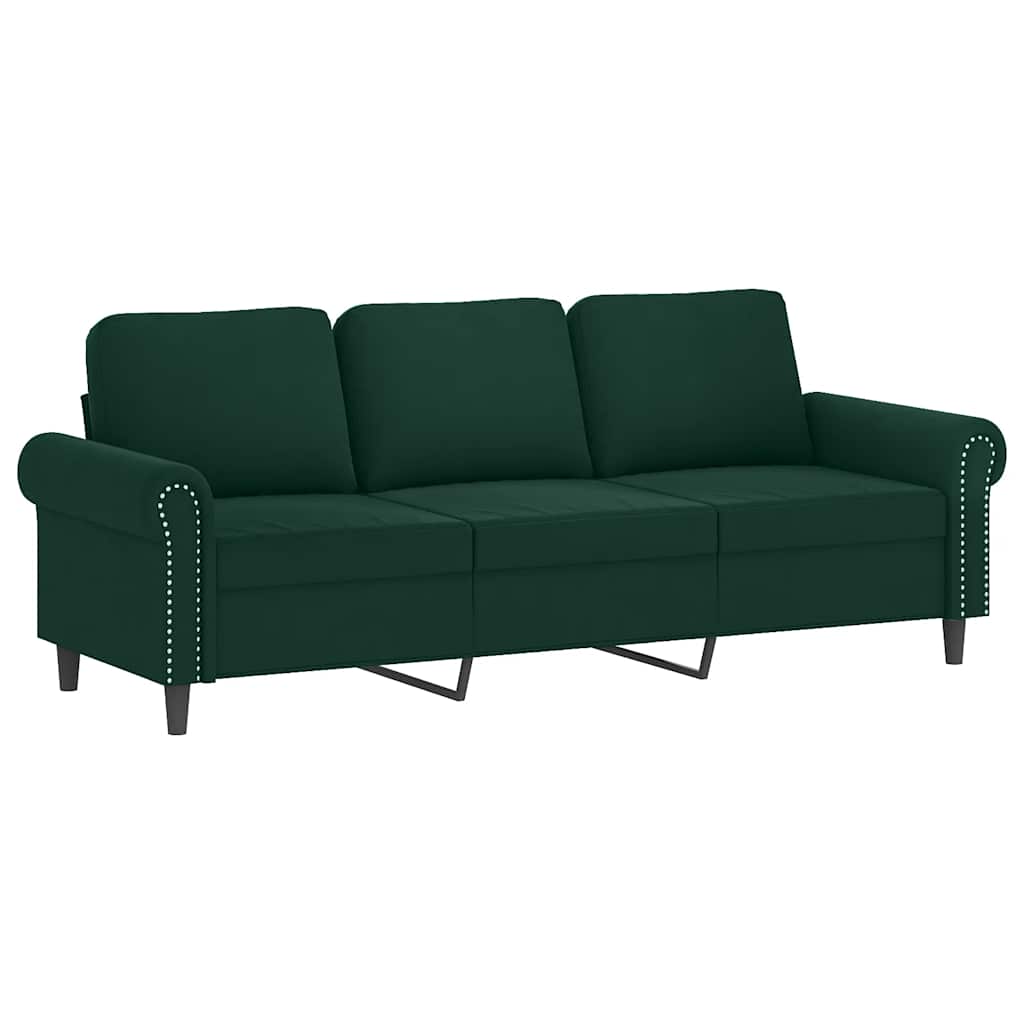 Vidaxl 3-Cz. Relaxation Set With Cushions, Dark Green, Velvet