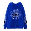 2025 Women's Spider Web Zipper Hoodie: Retro American Streetwear for Spring & Autumn