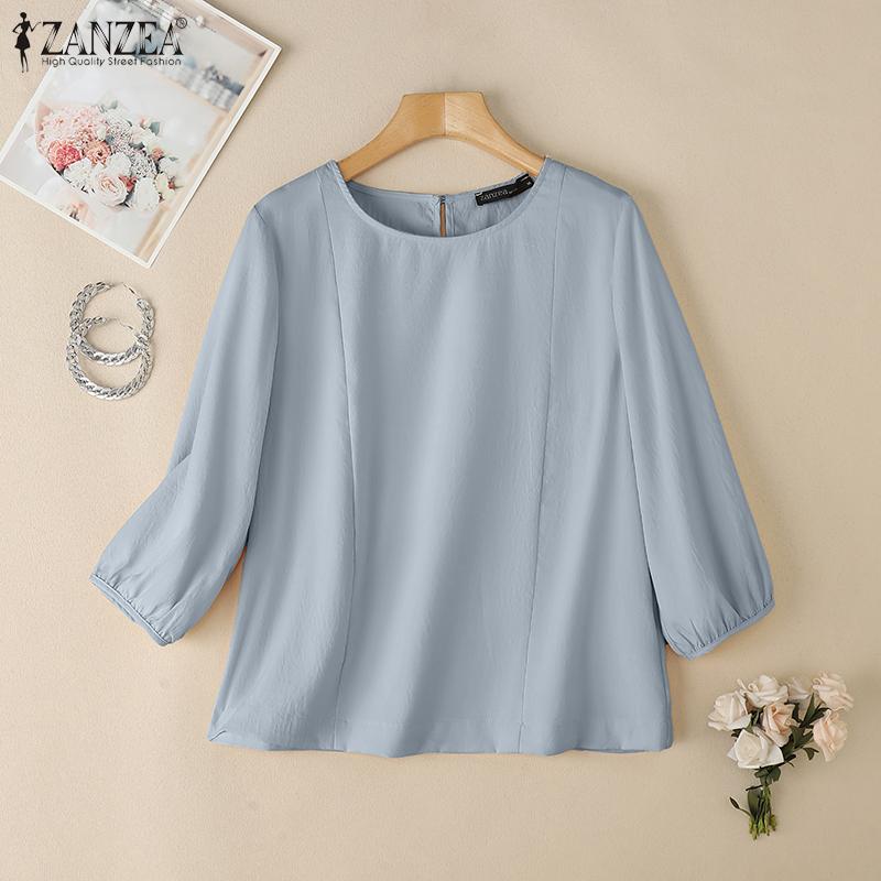 

ZANZEA Women Summer O-neck Loose Casual 3/4 Sleeve Blouse 5XL