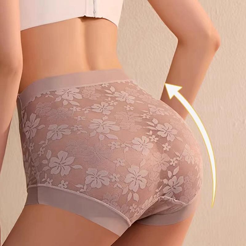 Damen High Waist Spitze Nahtlos Bauchweg Po-Formende Slips
