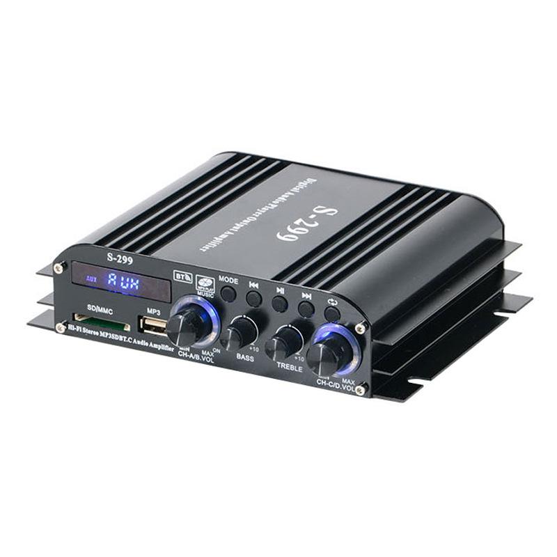 Bluetooth 4.1 Channel Professional Power Amplifier with USB & Card Slot for Home/Car - Super Bass