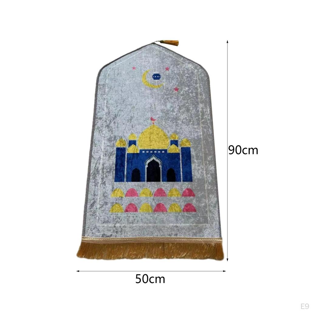 Tappeto da preghiera con nappe, decorazione per adorazione, in velluto, 50 cm x 90 cm