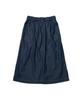 Cotton Bell Waist Belt Shirred Denim Skirt - Indigo