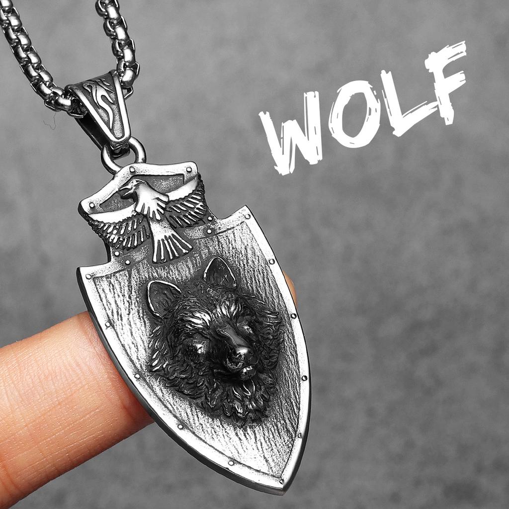 Coliere Bărbați Scut Vultur Lup Sfânt Ocrotitor Pandantiv Lan Oțel Inoxidabil Accesorii Bijuterii Modă Punk Femei Cadou