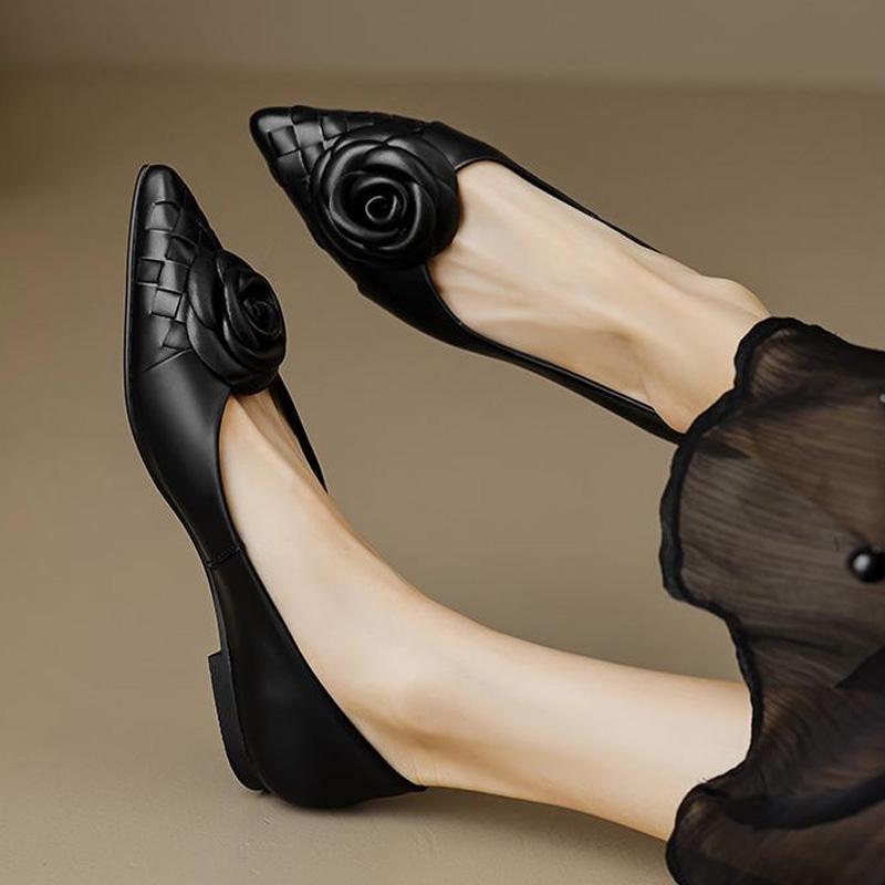 Damen Weiches Leder Dünne Schuhe Mode Blumen Pumps Slipper Scoop Schuhe Lässige Loafer Bequeme Ballerinas Büro Dame Arbeitsschuhe