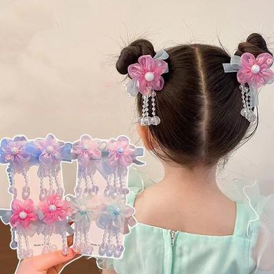 2PCS Children's Headwear Hanfu Headwear Ancient Style Hair Clip Accessories Step Shaking Tassel Girl Hair Clip Accessories