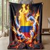 Colombia Football Printed Flannel Blanket Skin Friendly Warm Decorative Throw for Indoor Couch Bed Daily Use