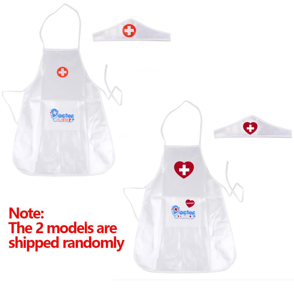 Doctor Nurse Cosplay Uniform and Hat for Kids White Apron Pretend Play Toy Kindergarten Family Costumes Educational Toys