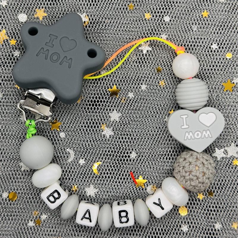Custom Personalized Name Pacifier Clips BPA Free Silicone Silicone Baby Pacifier Clips Colorful Pacifier Chain Holder Teething
