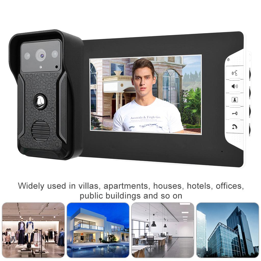 Kit de campainha de segurança inteligente com vídeo porteiro de 7" com fio e interfone com visão noturna