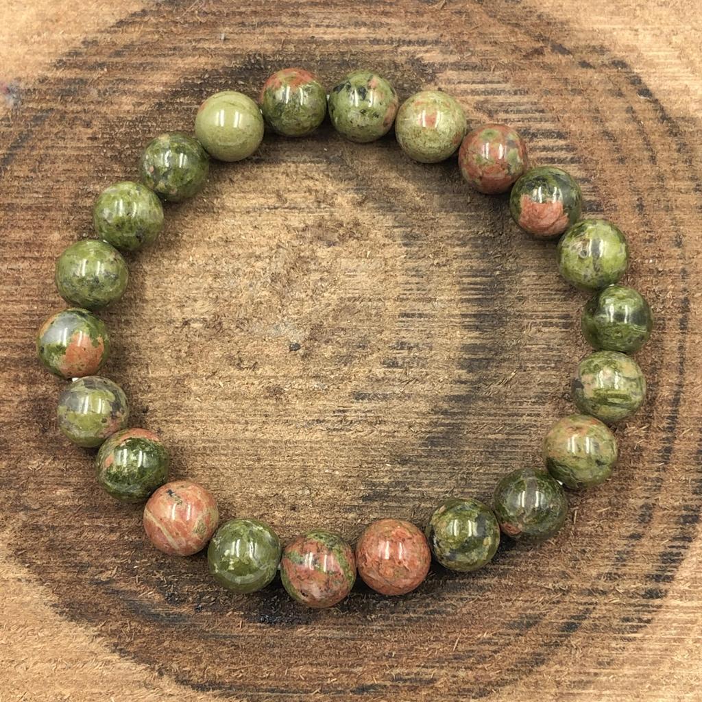 8mm Unakite Jasper Gemstone Beads Bracelet 7.5" Handmade Beads Jewelry Daily-Wear Stretch Bracelet For Gift RBB-8