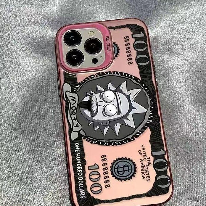 Trend Rick banknotes are suitable for Apple 16plus mobile phone case iPhone15promax anti-drop 14 hard 13 new models