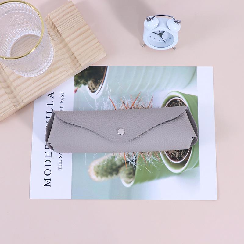 Student Office Large Capacity Multi-color Lychee Grain Soft Leather PU Pencil Case - Simple Solid Color Storage Bag for Study Stationery. Large Capacity