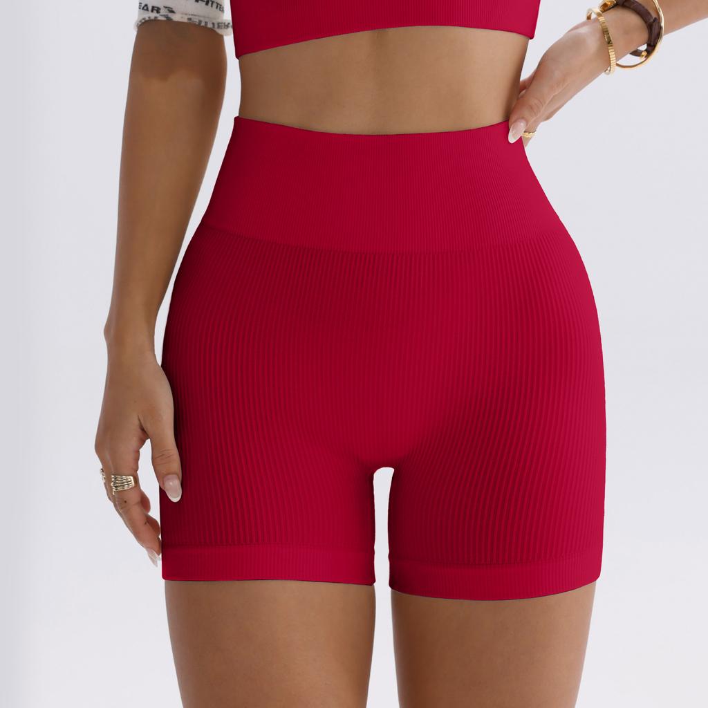 Sports shorts European and American hip lift high waist yoga pants women's peach hip tight three-point quick-drying threaded fitness shorts