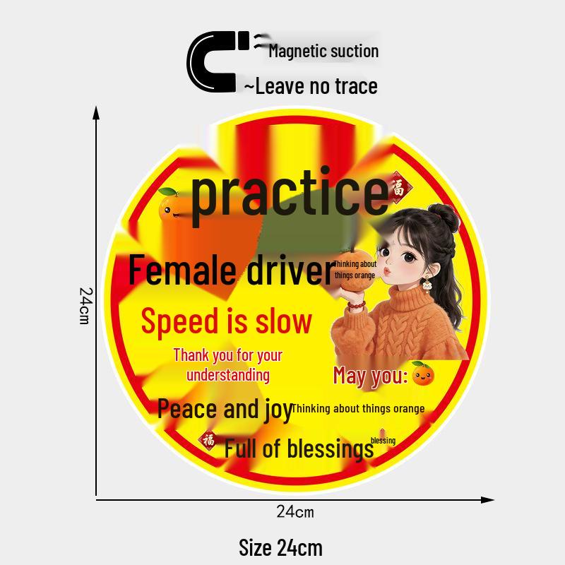 Thank You for Understanding: Creative Cartoon Female Driver Magnetic Car Sticker