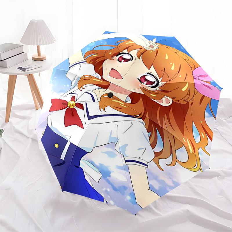 

1pc LoveLive! Outdoor Umbrella - Automatic Opening/Closing, Portable 3-Fold Design with 8-Bone Iron Frame - Perfect Gift for Fans, Travelers, Daily Us
