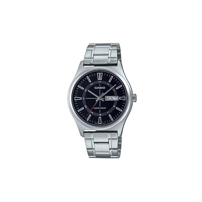 30-meter Waterproof Casual Business Watch, Fashionable and Simple Style, Quartz, Steel Strap, , Men's Watch, Black Dial MTP-V006D-1C