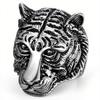 Solid Stainless Steel Vintage Tiger Head Design Mens Ring
