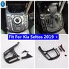 Center Control Gear Shift Panel Decoration Cover Trim For Kia Seltos - Accessories (LHD Not Have Knob Cover)