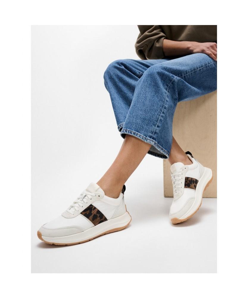 Fitflop [F-Mode] Women'S Leopard Suede Mix Platform Sneakers - Urban White/Chocolate Mix (Ft59K2N061)