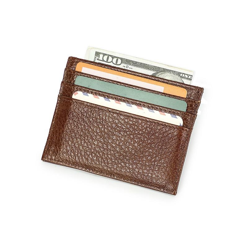 Card Case OEM Real Cowhide Card Clip Card Pack Thin Multi-card RFID Card Sleeve Generation