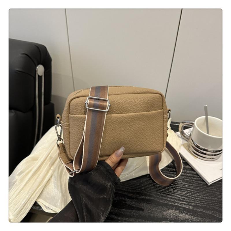 New lychee pattern solid color messenger bag women's summer wide shoulder strap bag women's shoulder small square bag