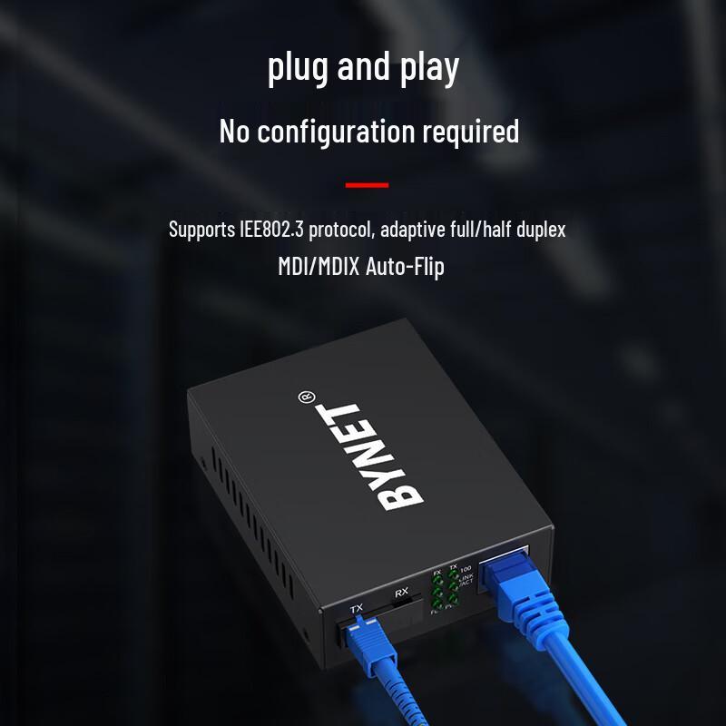 BYNET 100M Single-Mode Single-Fiber Optic Transceiver
