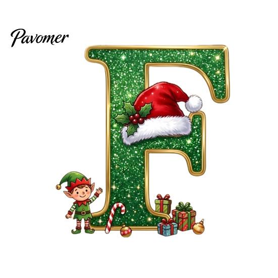 Holiday Tree Hanging Decor Personalized 26 Alphabet Christmas Ornament with Santa Hat Elf Design, Acrylic Cute Pendant for Mantel And Party
